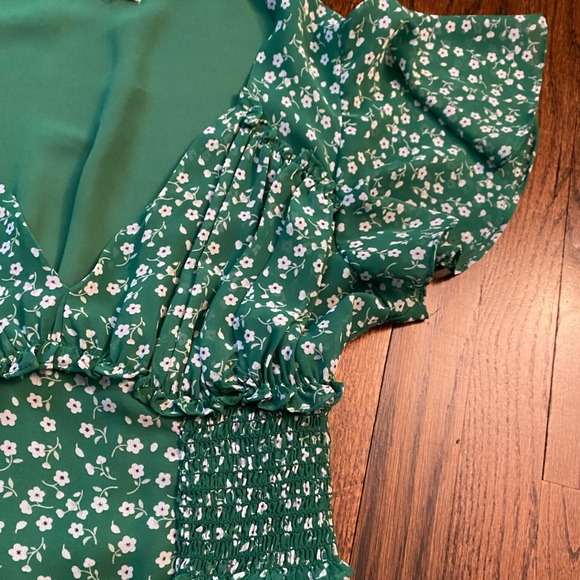 Max Studio- Green Floral Midi Dress flowy lightweight spring M? SIZE TAG MISSING - Picture 16 of 16